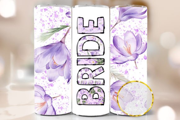 Bride Spring Flowers Tumbler PNG: Graphics for Crafts