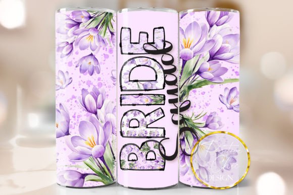 Bride Squad Wedding Tumbler Wrap PNG: Graphics for Crafts