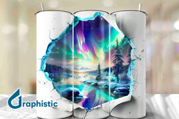 Cracked Northern Lights Tumbler Wrap 27 Graphics & Backgrounds