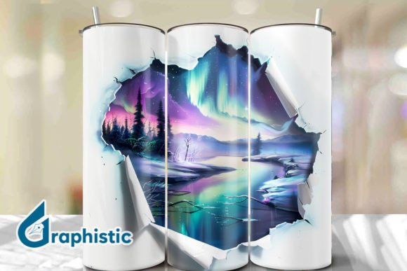 Cracked Northern Lights Tumbler Wrap 28 Graphics & Backgrounds