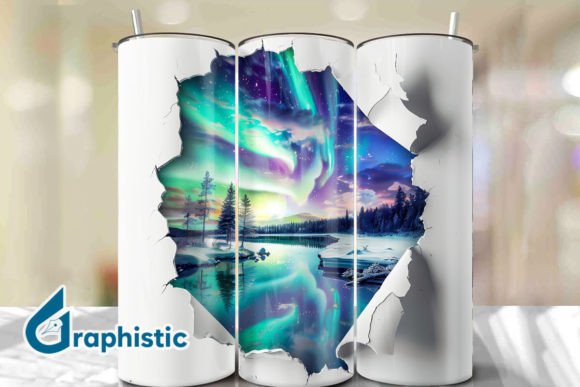 Cracked Northern Lights Tumbler Wrap 37 Graphics & Backgrounds