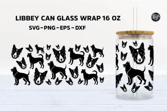 Dog 16 Oz Libbey Glass Can Design SVG: Graphics for Tumbler Wraps