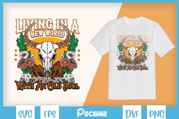 Floral Cowskull Old Soul Music SVG Graphics
