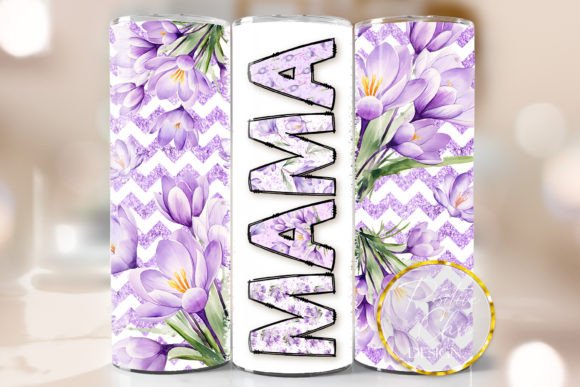 Floral Mama Skinny Tumbler Wrap PNG: Graphics for Crafts