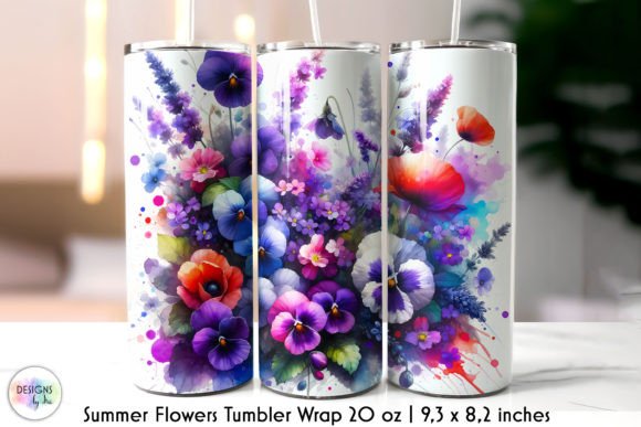 Floral Summer Skinny Tumbler Wrap Graphics