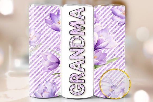 Flowers Grandma Skinny Tumbler Wrap PNG: Graphics for Crafts & Content