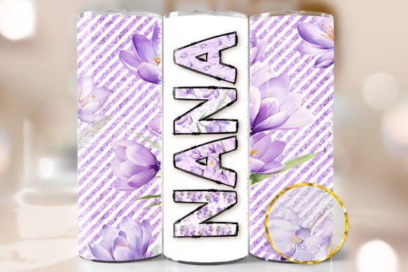 Flowers Nana Skinny Tumbler Wrap Design: Graphics for Crafts & Content