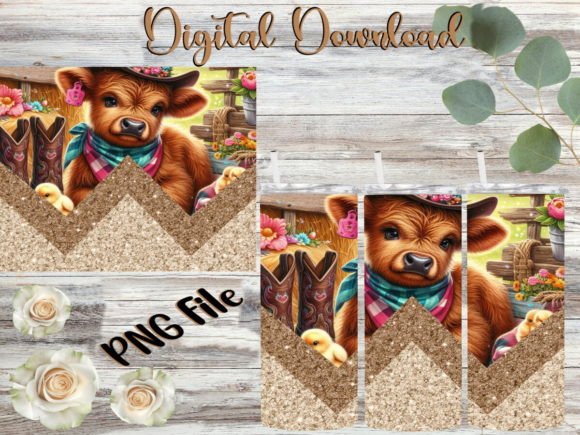 Highland Cow Tumbler: Graphics & Print Templates