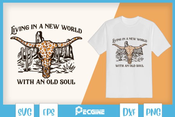 Leopard Cow Skull Country Music SVG Graphics for T-Shirt Designs