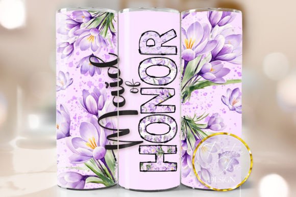 Maid of Honor Wedding Tumbler Wrap PNG: Graphics for Crafts