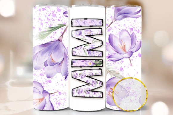 Mimi Spring Flowers Tumbler PNG: Graphics for Crafts