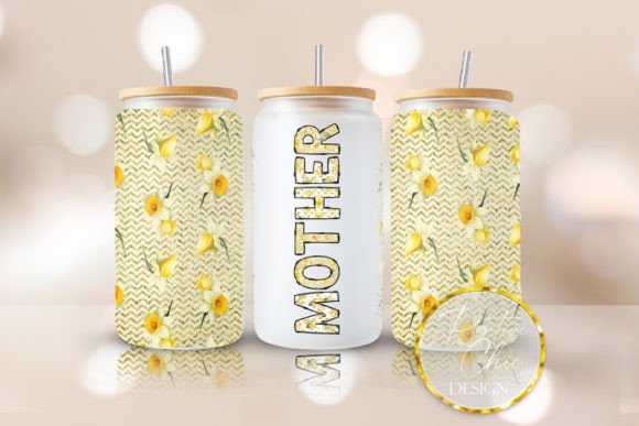 Mother Libbey Cup Wrap PNG Flowers UVDTF Graphics