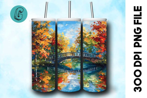 Oil Paint Autumn Park Tumbler Wrap 40 Graphics