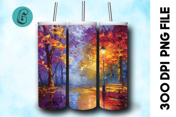 Oil Paint Fall Street Tumbler Wrap 22 Graphics