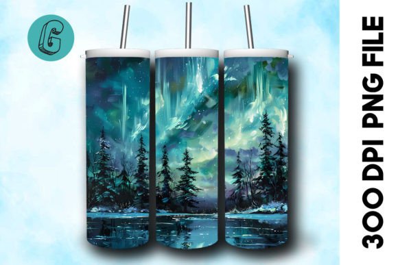 Oil Paint Northern Light Tumbler Wrap 22 Graphics & Backgrounds