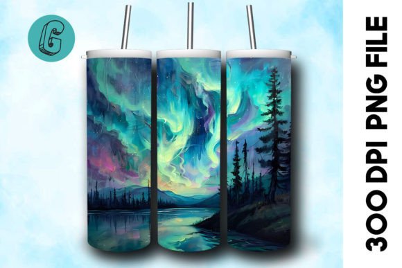 Oil Paint Northern Light Tumbler Wrap 33 Graphics & Backgrounds