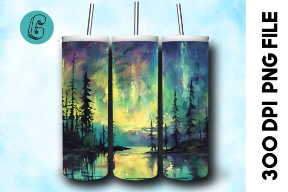 Oil Paint Northern Light Tumbler Wrap 37 Graphics & Backgrounds