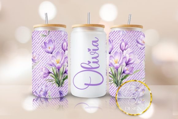 Personalized Floral Libbey Cup Wrap PNG: Graphics for Crafts & Branding