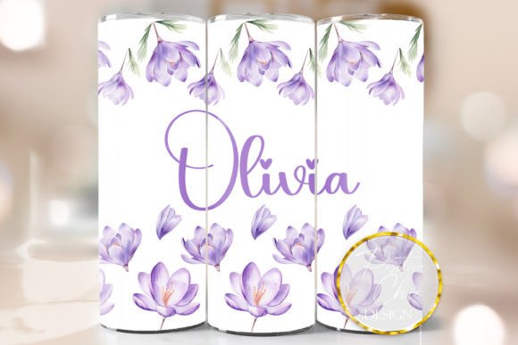 Personalized Flowers Tumbler Wrap PNG: Graphics for Crafts & Branding