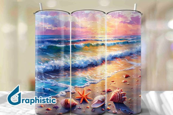 Seashells Sunset Tumbler Wrap 25 Graphics & Backgrounds