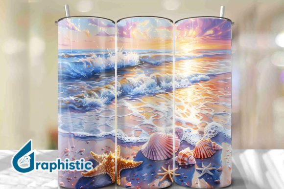 Seashells Sunset Tumbler Wrap 39 Graphics & Backgrounds