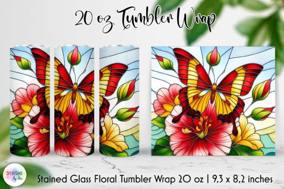Stained Glass Butterfly Tumbler Wrap PNG: Graphics for Tumbler Wraps