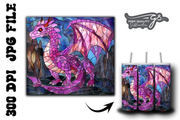Stained Glass Dragon Tumbler Wrap 35 Graphics & Backgrounds