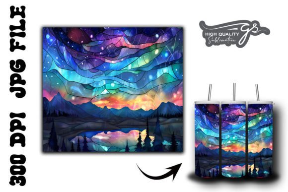 Stained Northern Lights Tumbler Wrap 39 Graphics
