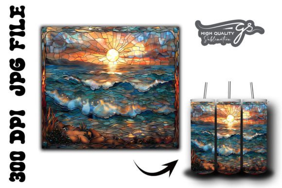 Stained Ocean Tumbler Wrap 40 Graphics