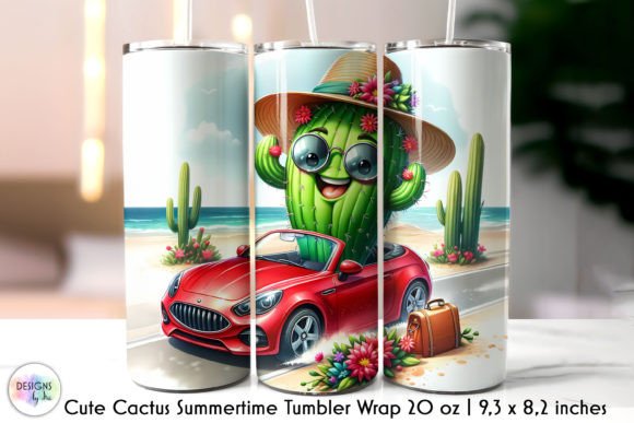 Summer Cactus on the Beach Tumbler Wrap Graphics