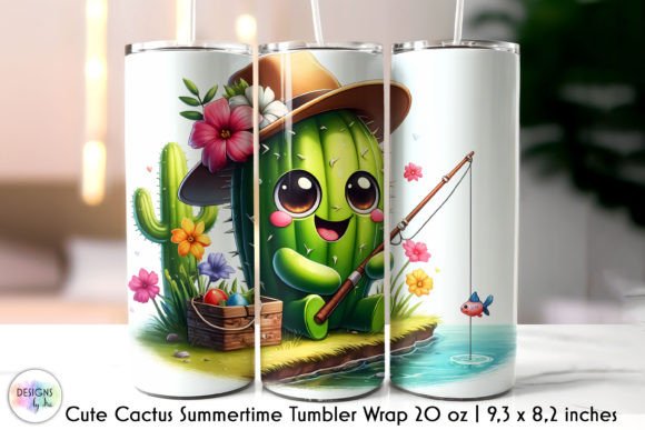 Summertime Cactus Tumbler Wrap Graphics