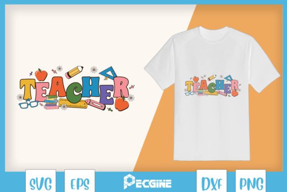 Teacher Apple Pencil Ruler SVG Graphics for T-Shirt Designs