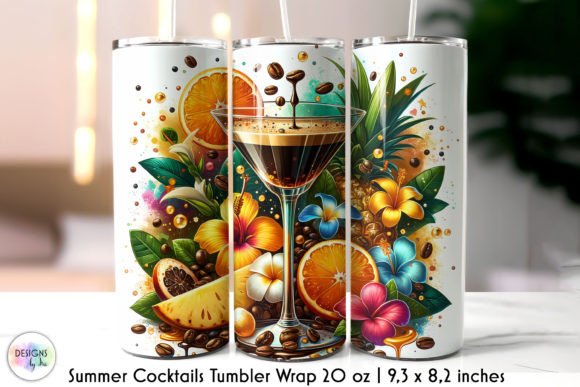 Tropical Summer Cocktail Tumbler Wrap