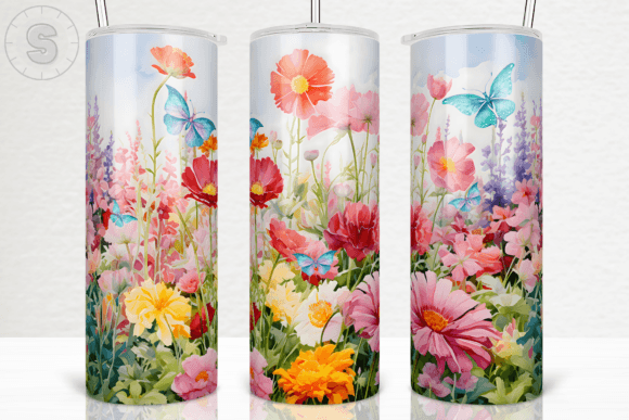 Wildflowers Butterfly Tumbler Wrap: Graphics for Crafts